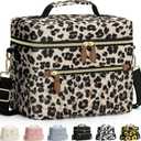 Capolo Lunch Box for Women Men Adults,Insulated Lunch Bag Leakproof Lunch Cooler Box with Removable Strap Cute Lunch Tote Bags Reusable Thermal Lunchbox for School Work Picnic(Small,Leopard)