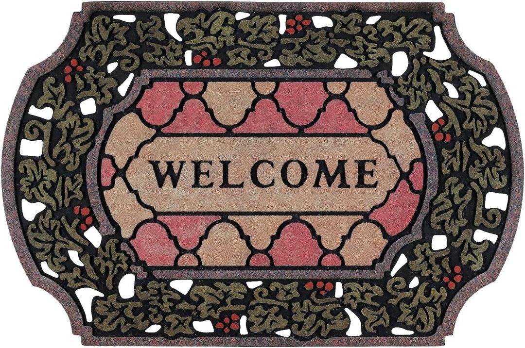 CHICHIC Entrance Door Mat Large 24 x 36 Inch Entry Way Doormat Front Door Rugs Outdoors Heavy Duty Welcome Mat Non Slip Rubber Back Low Profile for Garage, Patio, High Traffic Area, Small Flower