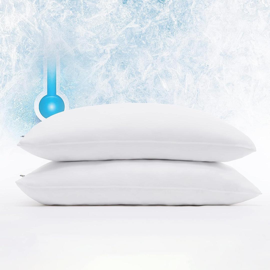 2 x Serta Power Chill Cooling Pillow Protectors, Stain Resistant and Zippered Pillow Protector, Protects Pillow from Dust and Dirt, King, White, 2 Count ( Pack of 1)