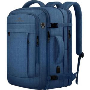 55L Big Capacity Carry On Laptop Backpack Large Travel Backpack for Men, Expandable Water Resistant Overnight Weekender Luggage Gym Daypack Rucksack Traveling Backpack, Traveler Gifts, Blue (18.4 Inch (22''x14''x11''))