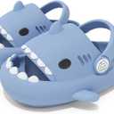 JUXI Kids Shark Slides Girls Boys Clogs Garden Shoes Cartoon Sandals Beach Kids Slippers (12 Toddler, Light Blue)