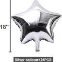 24 Pcs 18" Silver Star Balloons Foil Balloons Mylar Balloon for Baby Shower, Gender Reveal, Wedding, Magical Prom or Engagement Party Decoration