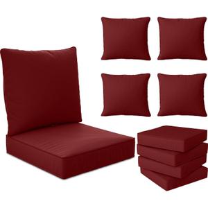 24" x 24" x 6" Outdoor Deep Seat Cushions Set - 4 Set Waterproof & Fade Resistant Patio Furniture Replacement Cushions, Non-Slip Outdoor Cushions Fit Loveseats, Couches, Chairs, and Sofas