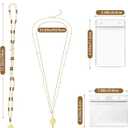 2 x 2PCS Lanyards for ID Badges, Retractable Teacher Lanyard Set with 2 Waterproof ID Badge Holders, Wooden Beaded Lanyard for Women Keys Id Badges Cruise Ship Cards