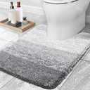 OLANLY Luxury Toilet Rugs U-Shaped 24x20, Extra Soft and Absorbent Microfiber Bathroom Rugs, Non-Slip Plush Shaggy Bath Mat, Machine Wash Dry, Contour Bathroom Mats for Toilet Base, Light Grey