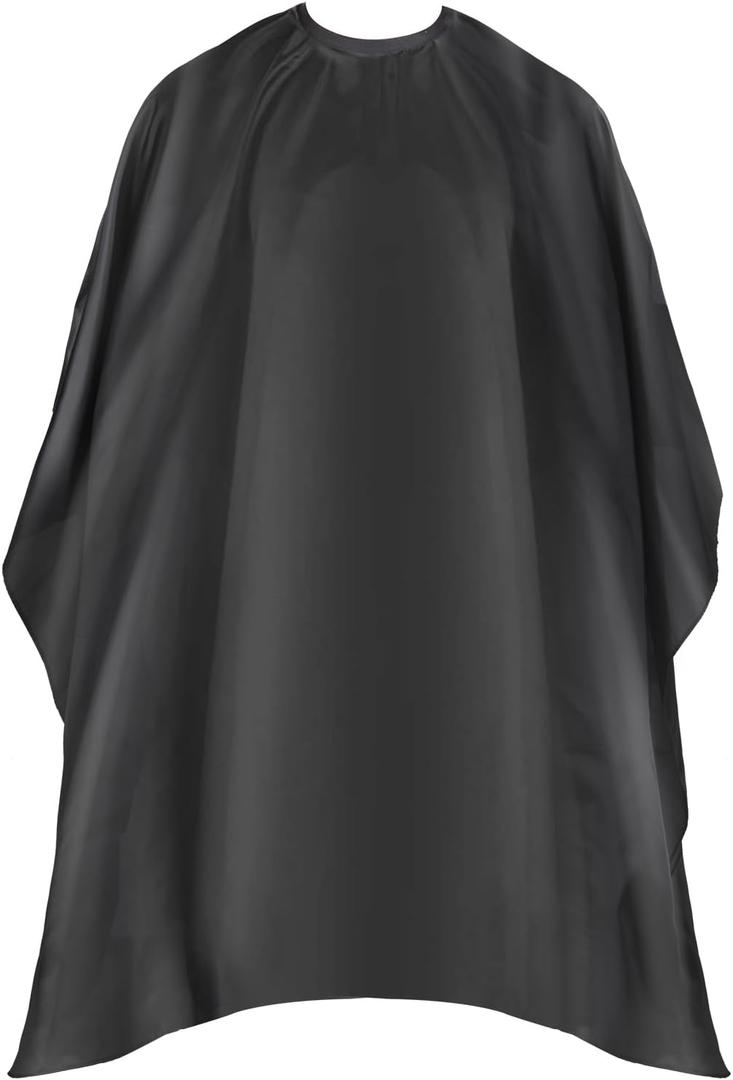 Omvoina Professional Hair Cutting Cape with Adjustable Snap Closure, Salon Barber Cape,Waterproof Hairdressing Salon Cape - 57" x 51"(Black)