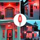 E12 LED Red Light Bulb for Christmas, C35 LED E12 Filament Candle Bulb 4W (40W Equivalent) E12 Base Red Lighting for Halloween, Party Decor, Sleep Lights, Bedroom, Porch Lights, Non-Dimmable, 2 Pack