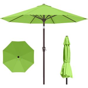 PatioKingdom 10FT Patio Umbrella with Push Button Tilt and Crank, Outdoor Market Umbrella with 8 Fiberglass Ribs, UV Protection Table Umbrella for Pool,Backyard,Garden,Deck