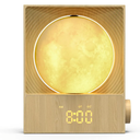 Sunrise Alarm Clock, 360-Degree Rotating Moonlight & 10 White Noise Sounds, Dual Alarm & Snooze for Heavy Sleeper, Timer, Wooden Bedroom Light Gift - Wood