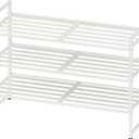 Simple Houseware 3-Tier Stackable Metal Panel Shoes Rack, White