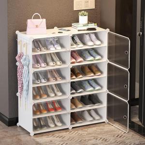 Jomifin Shoe Rack Storage Cabinet with Doors, Portable Shoes Organizer,Expandable Standing Rack, Storage Boots,Slippers,Shoes for Closet Hallway Bedroom Entryway (White)