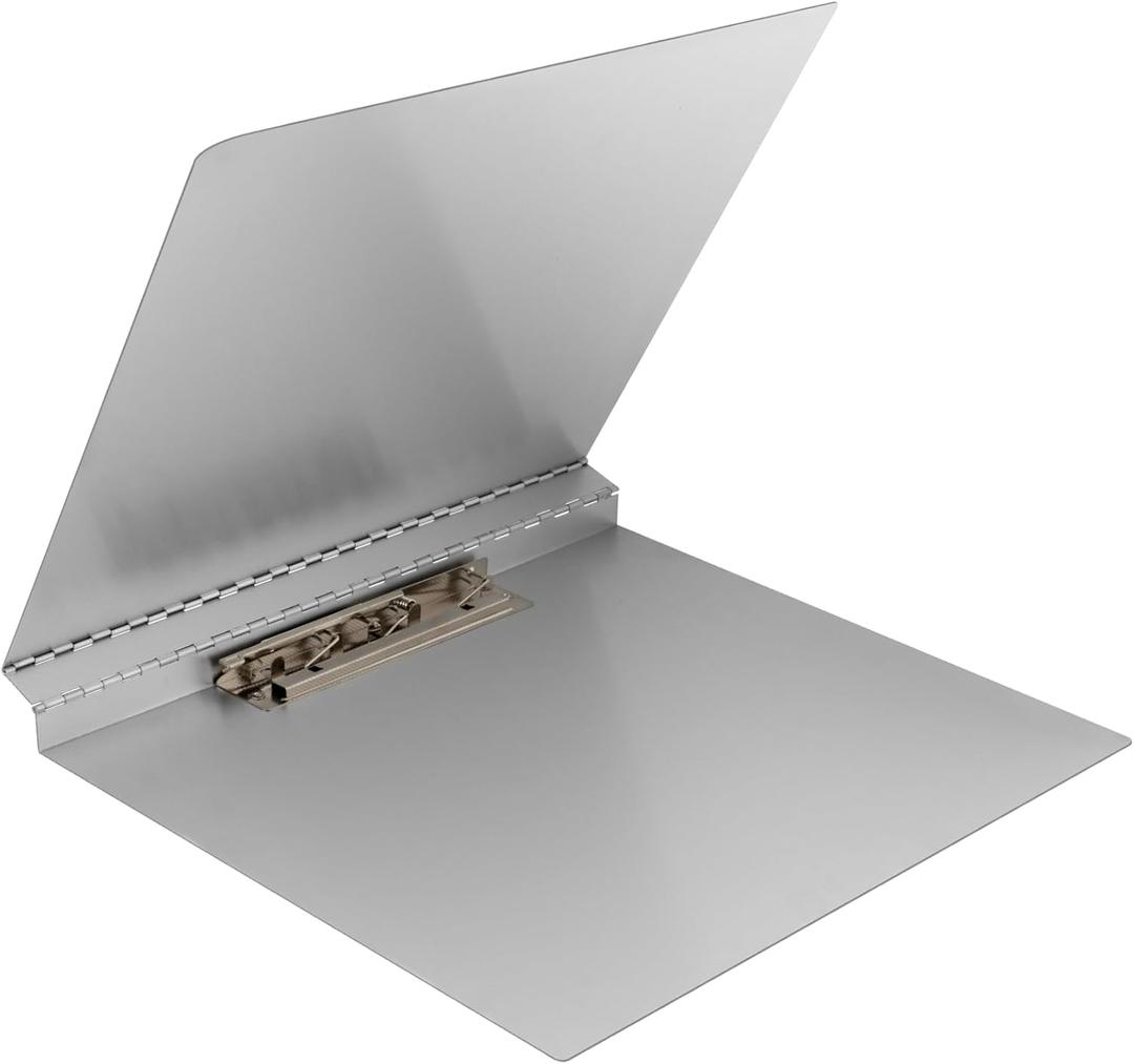 Aluminum Clipboard 11'' x 17'' Metal Fold-Over Panel Featuring an 7" Hinge Clip, Silver
