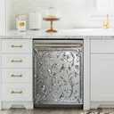 Stainless Steel Bird and Flower Pattern Kitchen Dishwasher Decor Magnet Cover, Vintage Style Vinyl Fridge Magnetic Sticker Full for Kitchen, Easy Clean Dish Washer Door Decals 23 W x 26 H