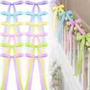 12 Pcs 24 Inch Pastel Ribbon Bows Large DIY Easter Spring Holiday Bow Garland Banner Crafts Decor for Wreath Basket Mantle Tree Topper Home Front Door Outdoor Fence Decor(Pastel Satin)