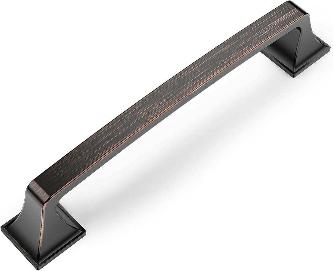 Amerdeco 10 Pack Oil Rubbed Bronze Cabinet Pulls 6-1/4 Inch(160mm) Hole Center Cabinet Hardware Kitchen Cabinet Handles for Bathroom Drawer Pulls Dresser Pulls ZH0002