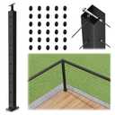 36" T-drilled Cable Railing Corner Post, 90 Degree Three Sides One-Post Corner Solution, Adjustable Top Heavy-Duty Stainless Steel T304 Corner Handrail Deck Post System for Indoor Balcony