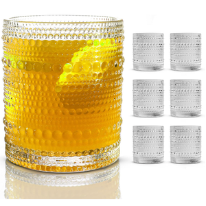Hobnail Drinking Glasses, Vintage Glassware Set of 6, Vintage Drinking Glasses 11.8 oz, Bubble Glasses Drinking, Hobnail Glasses, Vintage Glass Cups, Jupiter Glasses for Juice, Soda, Beer, Whisky