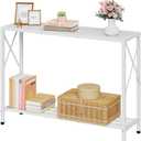 Tajsoon Console Table 41.8, 2-Tier Entryway Table Narrow Sofa Table with Shelves, Entrance Table with Stable X-Frame, for Entryway, Hallway, Living Room, Foyer, Corridor, Office, White