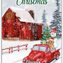 Christmas Decor Red Truck Wall Decor Merry Christmas Metal Tin Sign Christmas Tree Vintage Metal Tin Signs Country Retro Christmas Decorations Red Home Decor, Set of 6