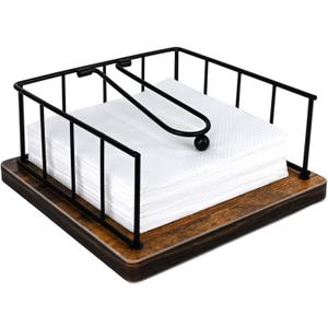Elegant Wooden Base Paper Holder  Stable, Durable, and Stylish Kitchen Dispenser (Cocktail Napkin 7.5"7.5")