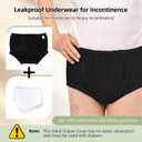 Carer Adult Diaper Cover Noiseless Leakproof Underwear Cover Durable, Lightweight Waterproof Underwear for Incontinence, Black, X-Large