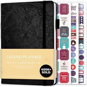 Legend Planner – Undated Weekly & Monthly Life Planner to Hit Your Goals & Live Happier, Organizer Notebook & Productivity Journal, A5 (Black)