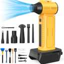 Compressed Air Duster, 130000RPM Ultra-Powerful Electric Air Duster Compatible with DEWALT 20V/60V Max Battery, 4-Gear Adjustable Air Blower for Computer/Keyboard/Car/Home (No Battery Included) (Yellow)