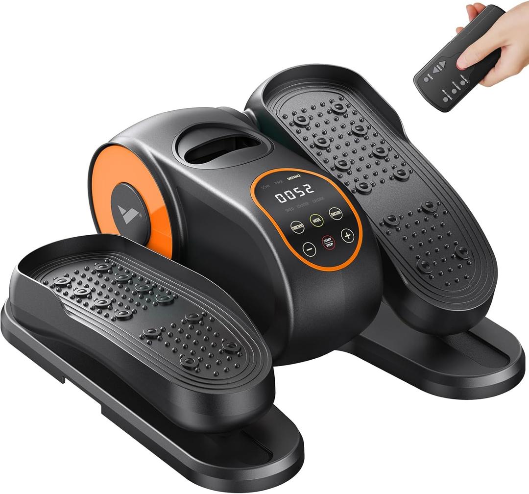MERACH Under Desk Elliptical Machine, Leg Exerciser While Sitting for Seniors with 12-Speeds & Remote Control, Quiet Portable Electric Seated Pedal Exerciser Machine for Home Office