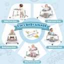 5-in-1 Baby Walker for Boys and Girls Music and Lights 6-18 Month, Foldable Baby Walkers with 5 Adjustable Heights, Infant Toddler Walker with Wheels and Combo Portable (White)