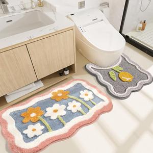 Bathroom Rug Set 2 Piece, Soft Cute Bath Mat and UShaped Contour Toilet Rug, Absorbent Microfiber Plush Bath Rug Set, NonSlip Bath Carpet Machine Washable, 32x20 Plus 22x20 inches
