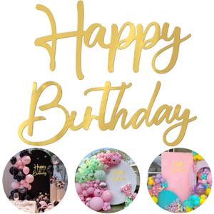Wokceer Happy Birthday Sign for Backdrop Arch Decorations Large Gold Happy Birthday Sign Letters Birthday Banner for Birthday Party Baby Shower Photography Background Decor (15.7 Inch x 5.7 Inch)