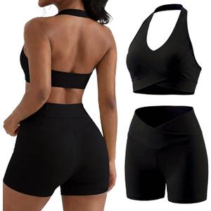 YOINS 2 Piece Womens Workout Sets Sports Bra and High Waist Biker Shorts Gym Set Yoga Pilates Outfits S