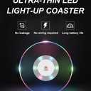 3 PCS Colorful LED Cocktail Coaster, Round Ultra-Thin LED Drink Coaster Luminous Coaster, 3.9-inch Non-Slip & Waterproof Transparent Beer Beverage Coasters for Club, Bar, Party Wedding Halloween