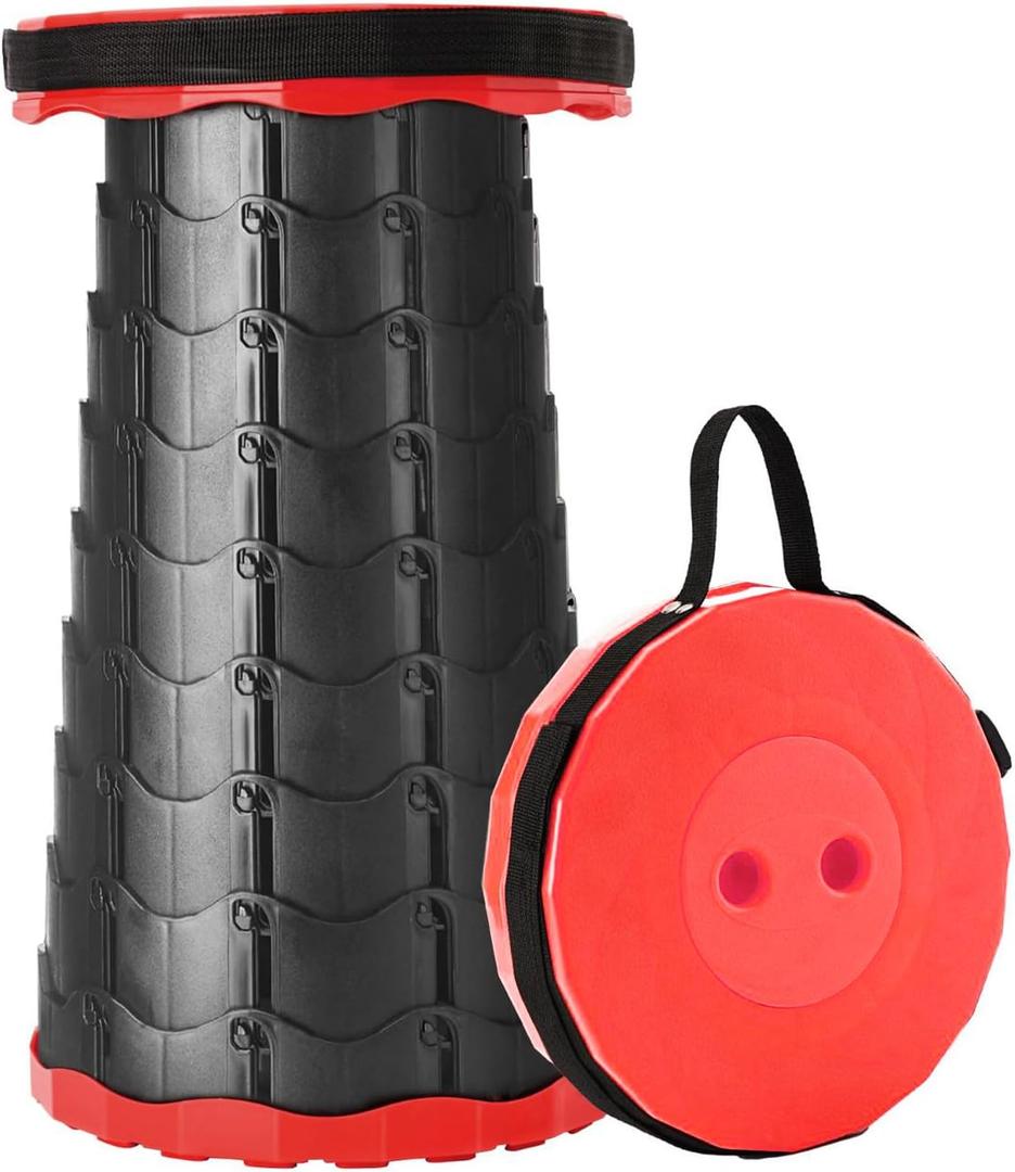 Foldable Stool, Camping Stools for Adults Thickened Portable Collapsible Retractable Stool for Fishing, Camp Chair for Hiking, BBQ, Parties, Outdoor Activities (Red)