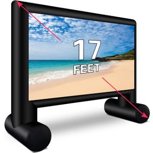 XHYCPY 17 Feet Inflatable Movie Screen Outdoor Blow Up Projector Screen - Front/Rear Projection Screen for Outdoor Backyard Pool Fun