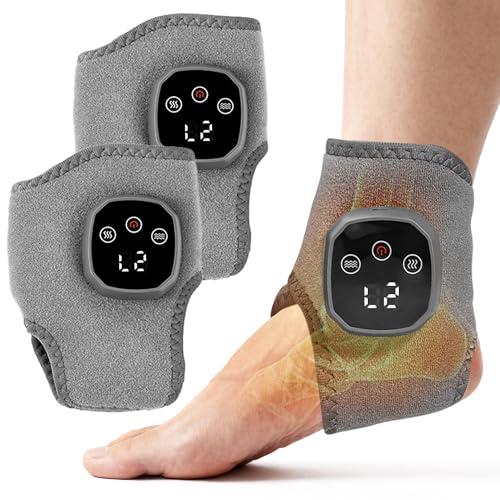 YAZHI Foot Massager 2-in-1 Warming Wrap – Relax & Renew Foot & Ankle Massager with 3 Modes & 4 Heat Levels, Portable for Home or Travel 2pack