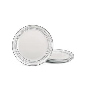 LaGlint 10.5 inch Dinner Plate Set of 6, Lightweight Round Opal Glass Dinnerware Plates, Dishwasher and Microwave Safe, Blue Modern Geometric Design