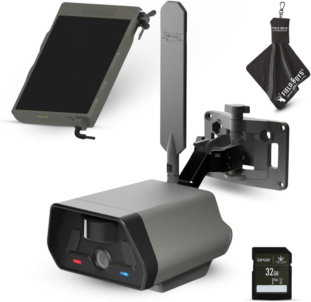TACTACAM Defend Cellular Security Camera - No WiFi Required - Motion Activated Wireless Camera - Motion Detection - Includes Solar Panel, SD Card, and Microfiber Cleaning Cloth