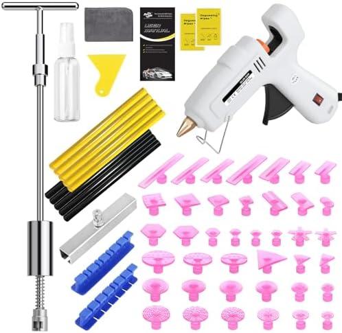 Super PDR Car Dent Repair Kit – Paintless Dent Puller Tool Set with 2 in 1 Slide Hammer, Glue Gun & New GlueTabs – No Paint Damage DIY Dent Remover for Door Dings, Hail, Hood & Fender Dents