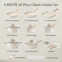 CAROTE Pots and Pans Set Nonstick, Cookware Set Induction Kitchen Cooking Set 26cs w/Frying Pans & Saucepans& Grill Pan, 26 Piece, Cream White 
