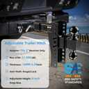 Adjustable Trailer Hitch - Drop Hitch (Fits 2-Inch Receiver) - Heavy Duty Tow Hitch with 8" Rise/Drop, 2" & 2-5/16" Dual Ball Hitches for Truck (21,500 LBS GTW) - w/Anti-Theft Hitch Lock Pins