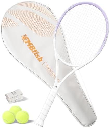 MBFISH Tennis Racket - Super Value Set with Pre-Strung, Comfortable Handle, 27'' Tennis Racquet for Adults, Natural Series Includes 3 Tennis Balls, 2 Overgrips and 1 Tennis Bag
