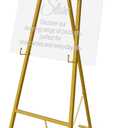 Gold Easel Stand for Signs, Metal Decorative Easels for Wedding Heavy Sign Posters Home Display Painting, Artist Easel for Painting Canvas