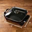 12" Ceramic Nonstick Electric Skillet with Tempered Vented Glass Lid, Scratch-Resistant Surface, Cool-Touch Handles, Removable Easy-to-Clean Design, 1200W, Sleek Black