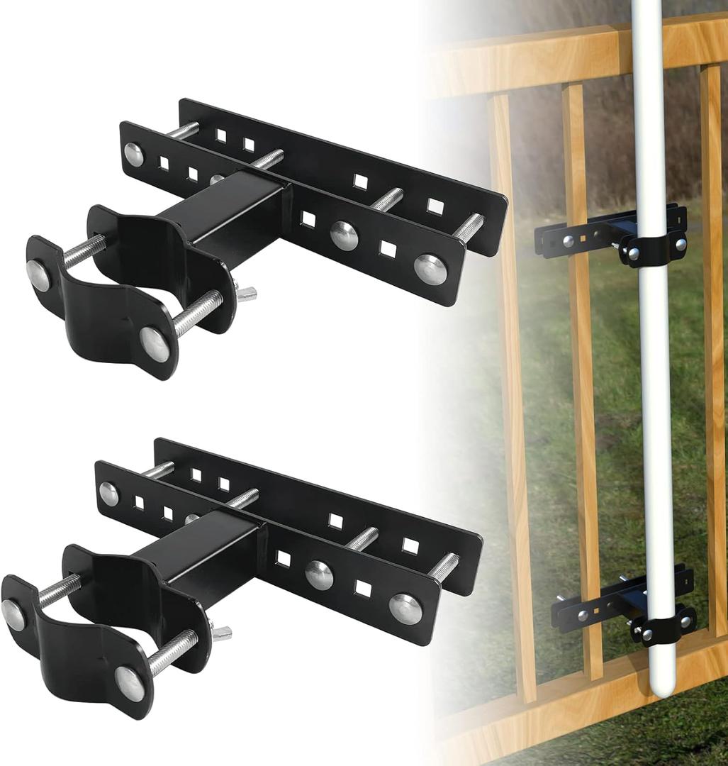 Foozet Patio Umbrella Holder - Heavy Duty Outdoor Deck Shade Balcony Umbrella Stand Attaches to Railing Maximizing Patio Space, Bench Deck Umbrella Mount Fixed Clip Umbrella Clamp2 Pack