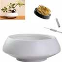Ceramic Flower Pot Flower Arrangement Set Japanese Ikebana Floral Art Supplies Flower Bowl Decorative Flower Vase for Centerpieces (Medium White)