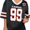 Oversized Jersey Shirts for Women Shirts Y2K Number Graphic Jerseys V Neck Cute Streetwear Tee Tops (Black, S)