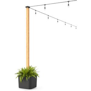 Step2 Firefly String Light Pole Stand with Planter, 2pk, Outdoor Hanging Lights Solution, Black