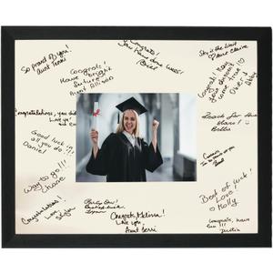 GarduationMall 11x14 Signature Picture Frame Holds 5x7 Photo with White Mat for Wedding Graduation | Wall or Tabletop Display (Black)