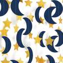 Navy-Blue Gold Moon-Star Party-Decorations Garland - 52Ft Twinkle Little Star Hanging Decoration Streamers Banner, Eid Ramadan Mubarak Decoration Birthday Wedding Baby Shower Party Decor Panduola